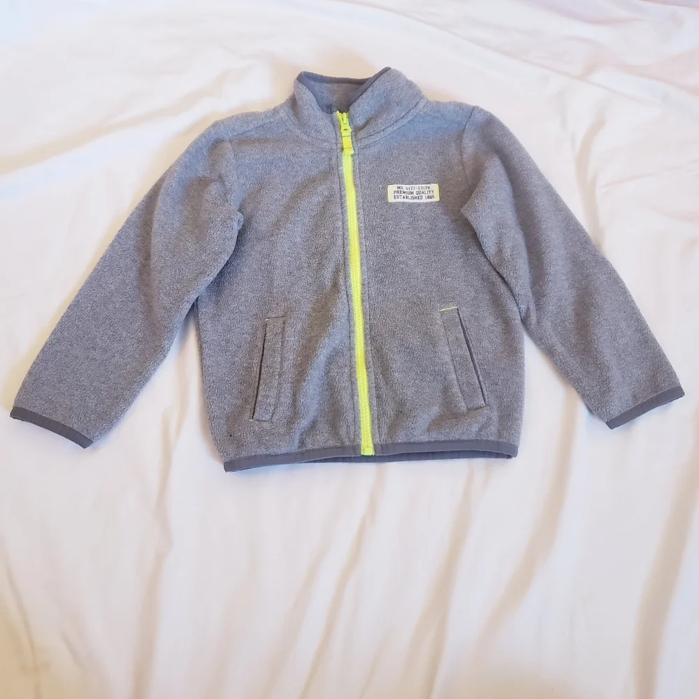 Boys Size 4 Carter's Gray Fleece Zip-up Jacket